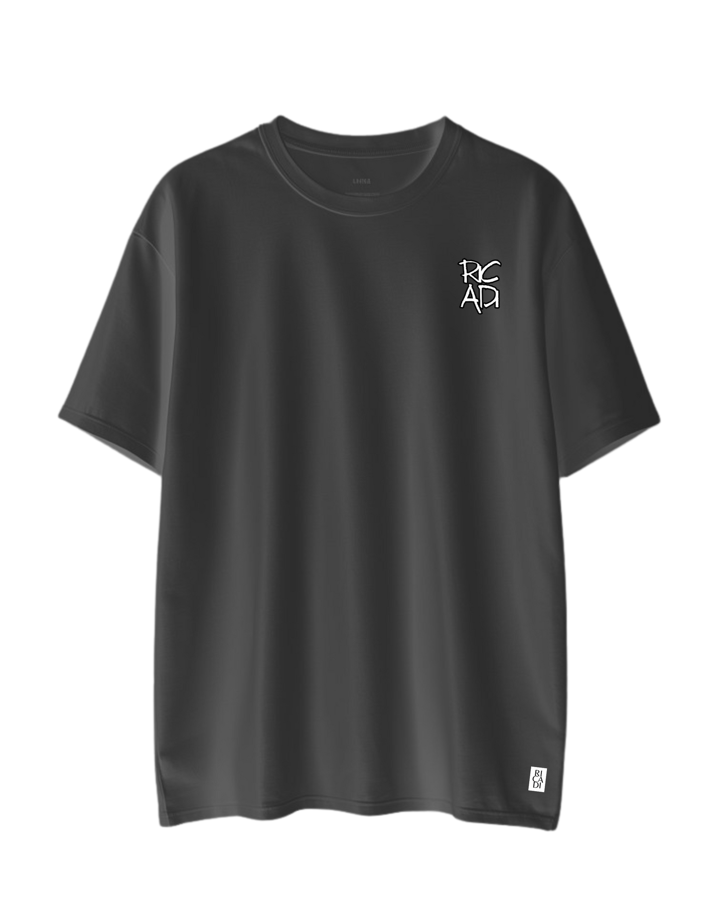 RICADI Black Oversize Round-Neck T-Shirt
